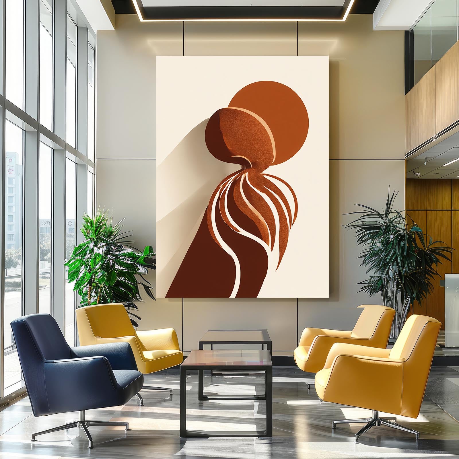 Terracotta Shapes Octopus Wall Art – styled in a furnished interior
