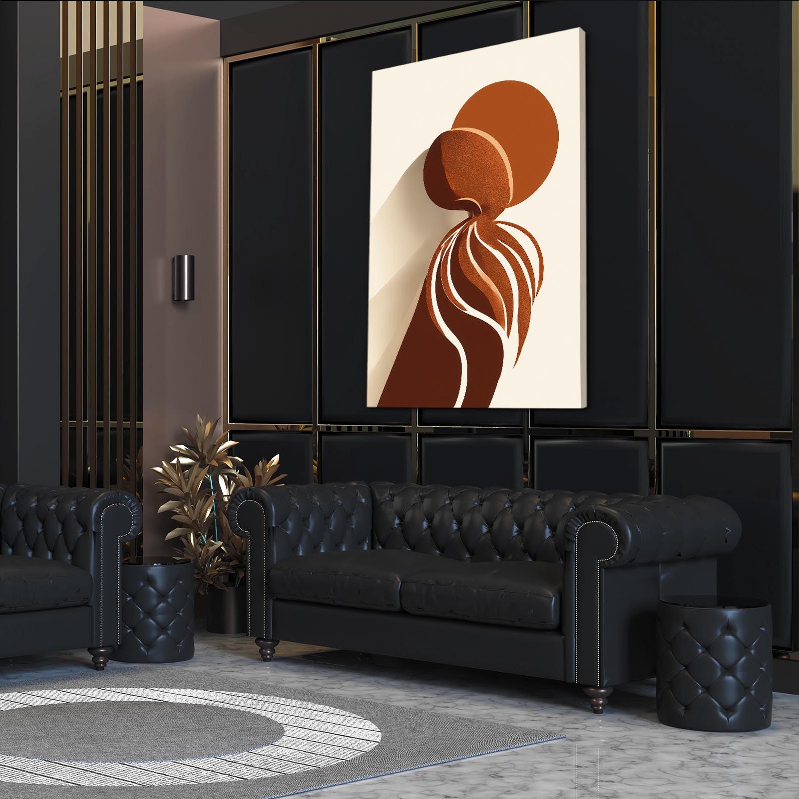 Terracotta Shapes Octopus Wall Art – styled in a furnished interior