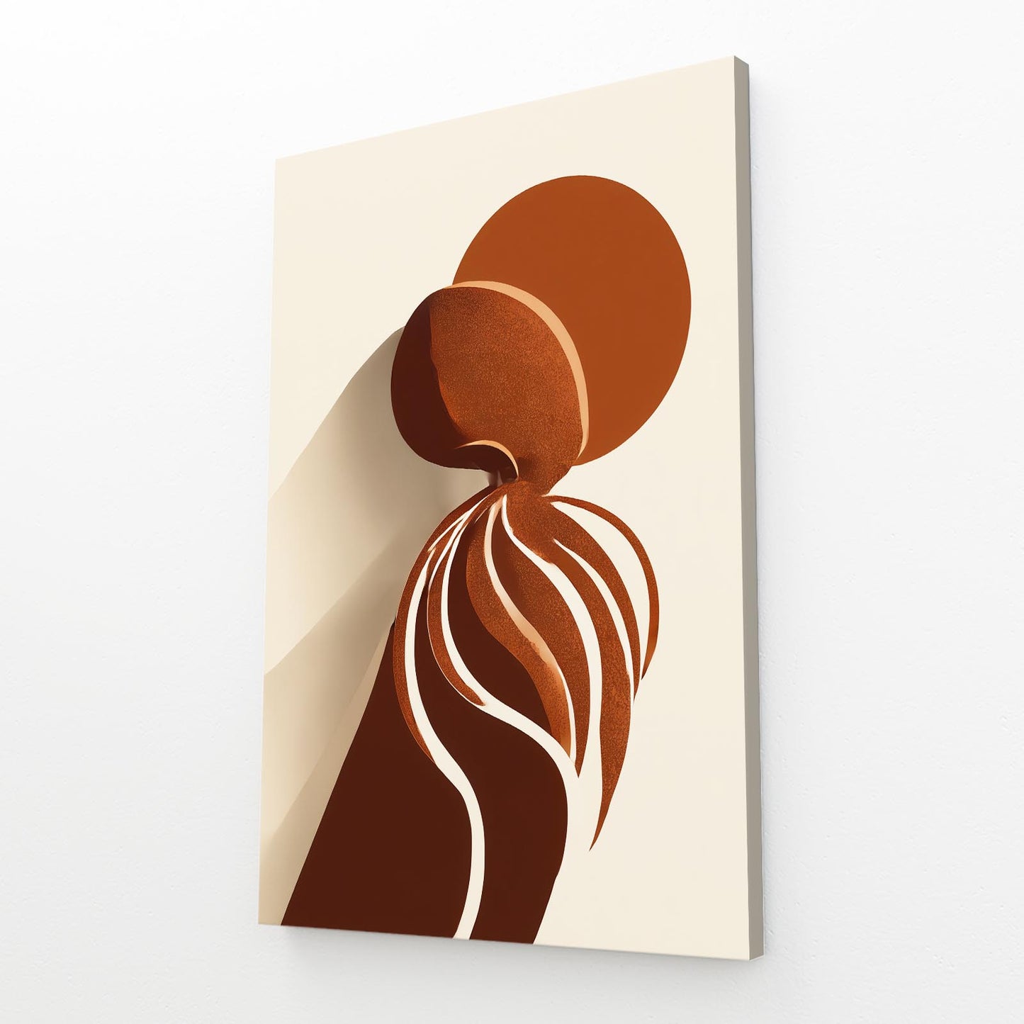 Terracotta Shapes Octopus Wall Art – angled canvas view on white background