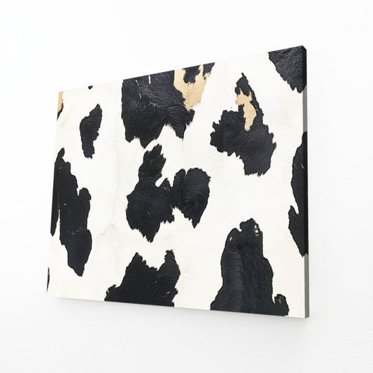 Textured Cow Print Cool Wall Decor — contemporary canvas print, angled canvas view on white background