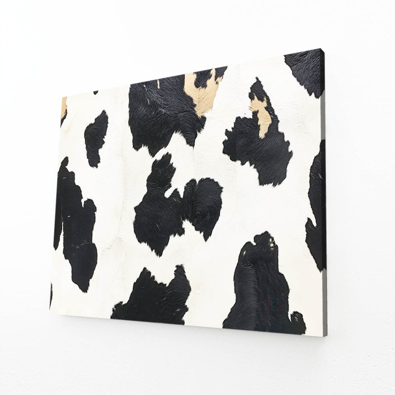 Textured Cow Print Cool Wall Decor — contemporary canvas print, angled canvas view on white background