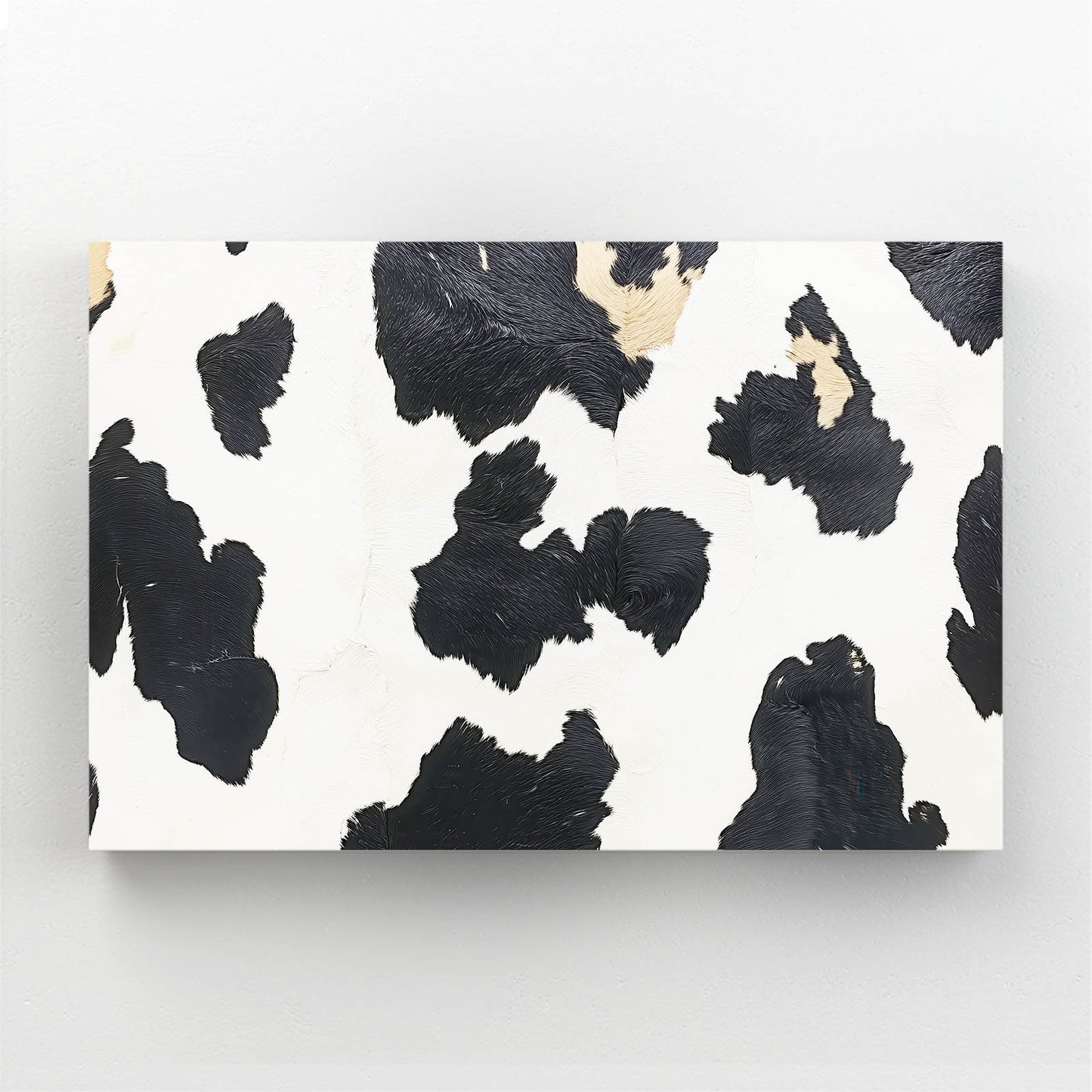 Textured Cow Print Cool Wall Decor — contemporary canvas print, angled canvas view on white background
