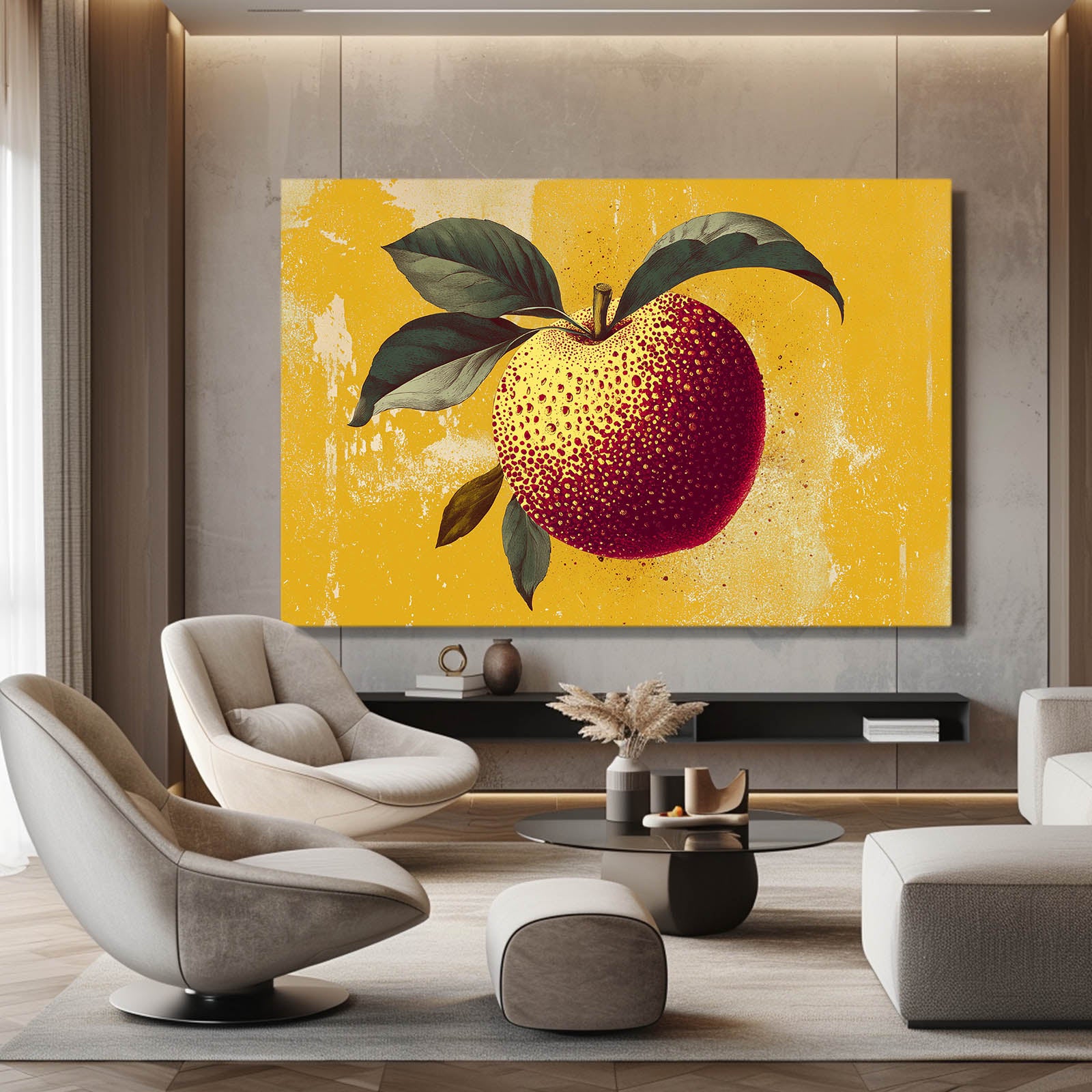 Textured Golden Apple Wall Decor – styled in a furnished interior