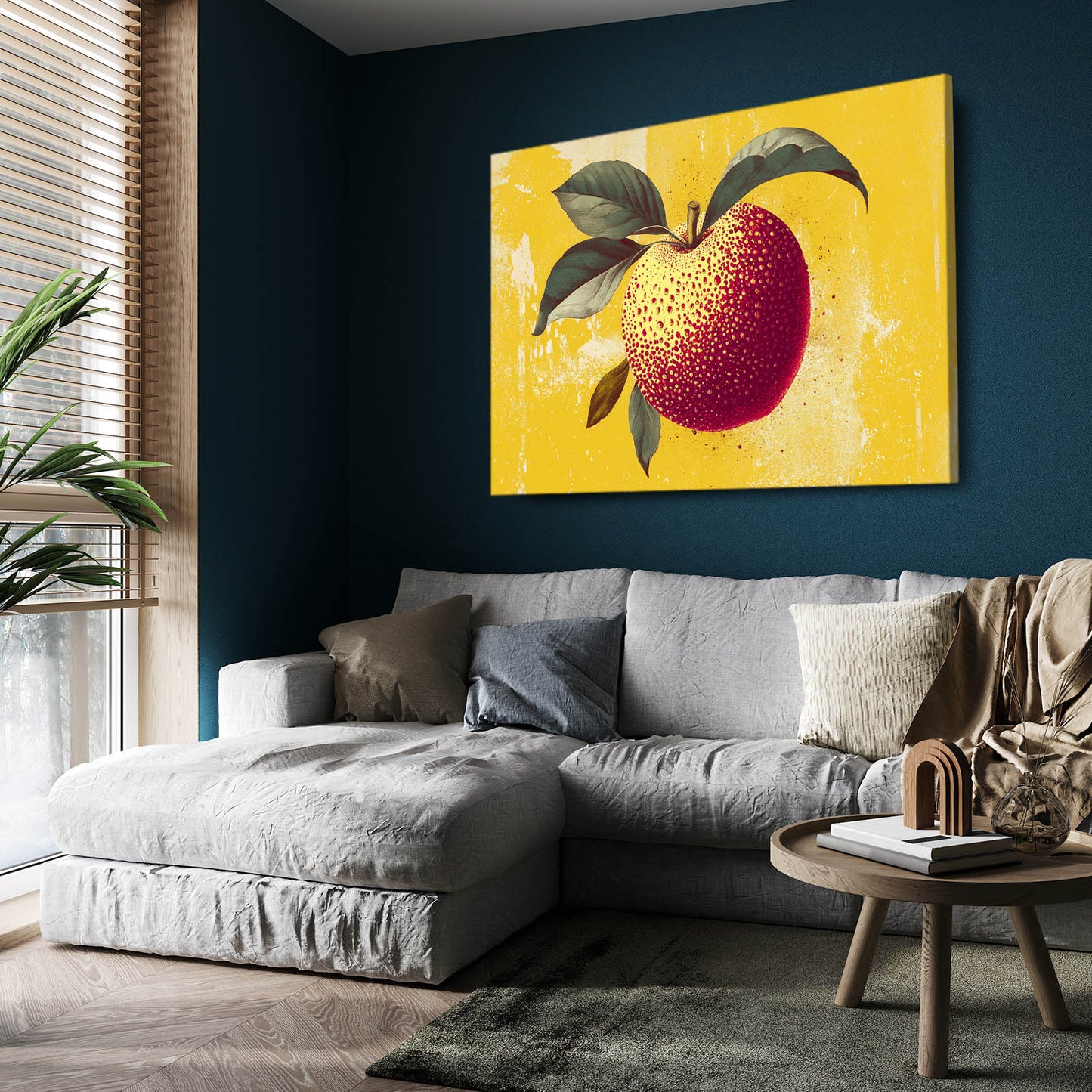 Textured Golden Apple Wall Decor – styled in a furnished interior