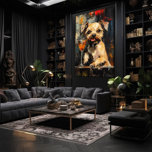 The Dog Art — impressionist canvas print in orange tones, view 5