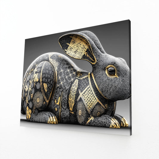 Timeless Bunny Art – angled canvas view on white background
