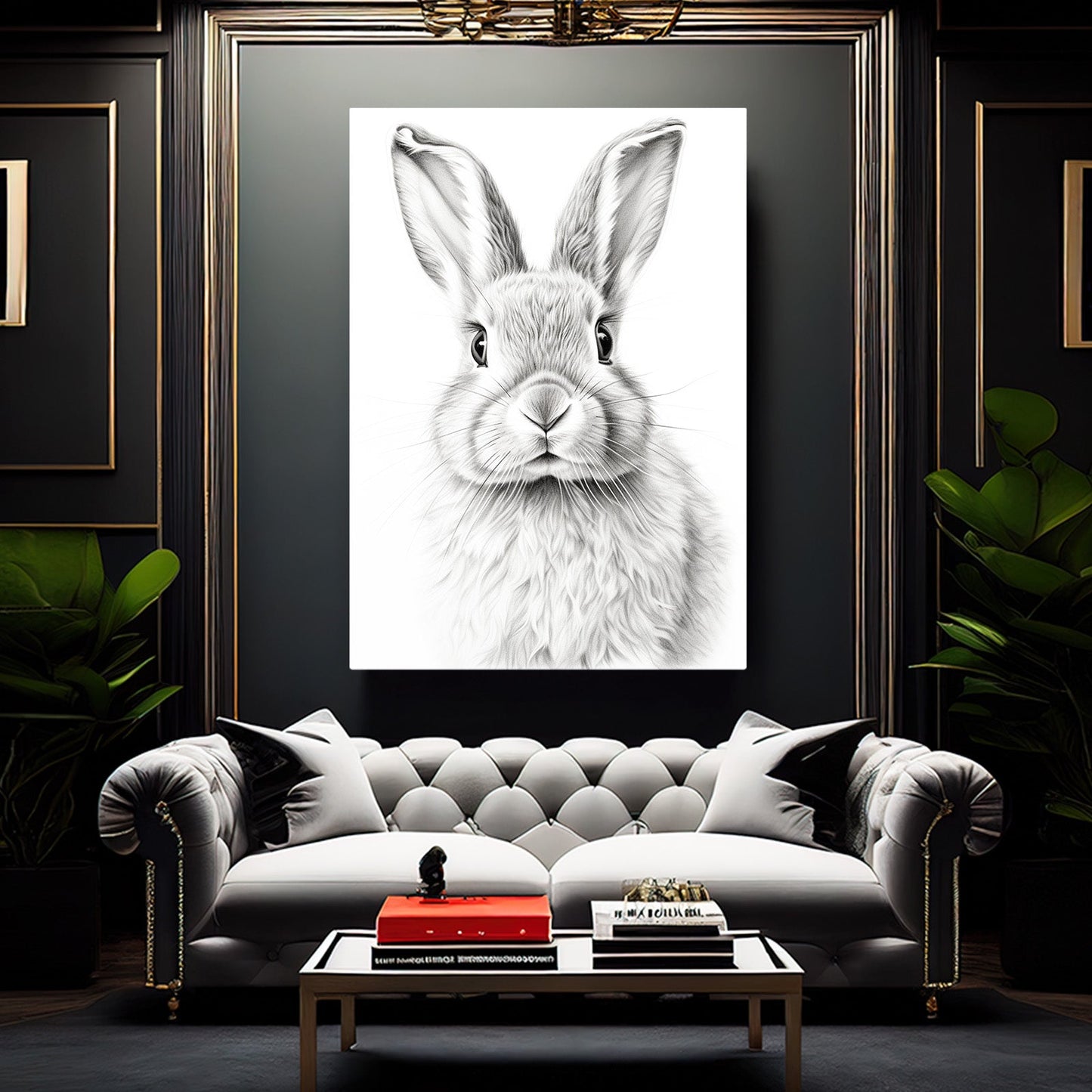 Timeless Bunny Canvas – angled canvas view on white background