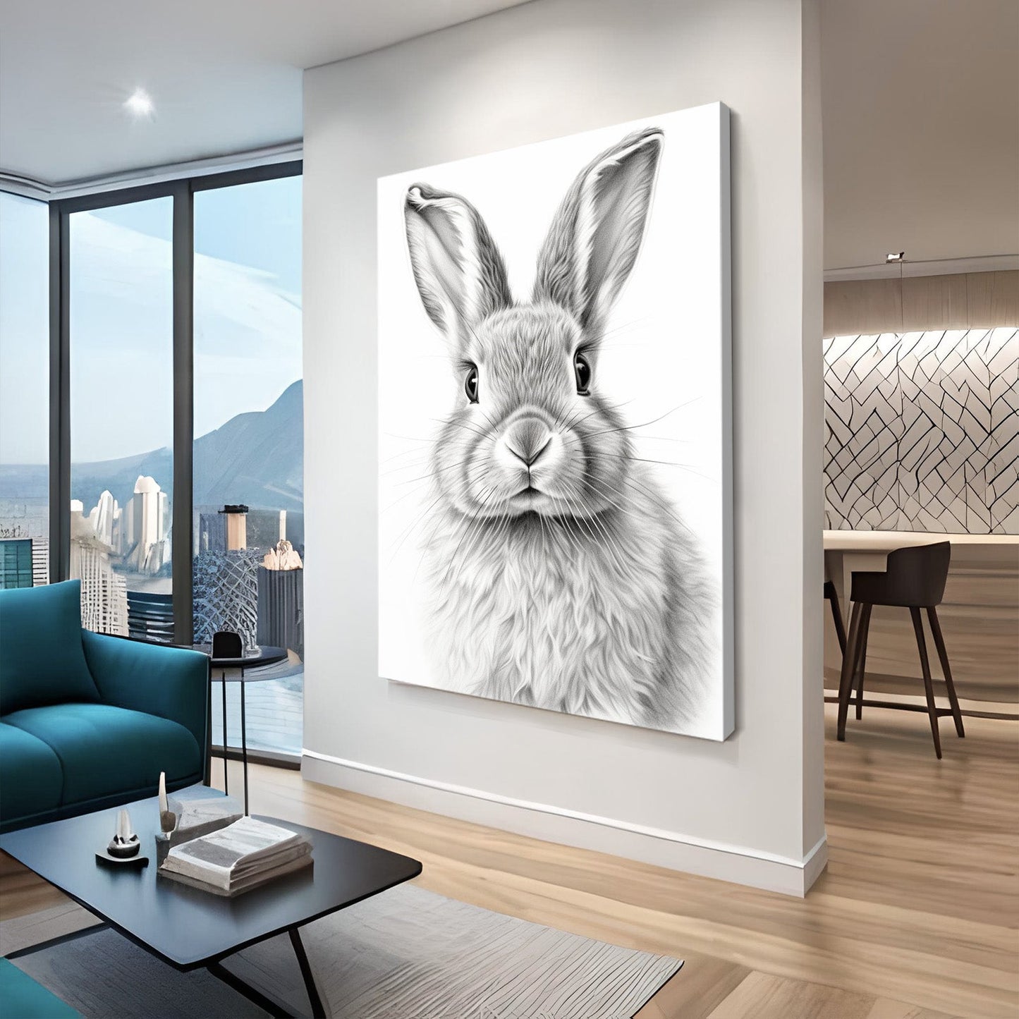 Timeless Bunny Canvas – angled canvas view on white background