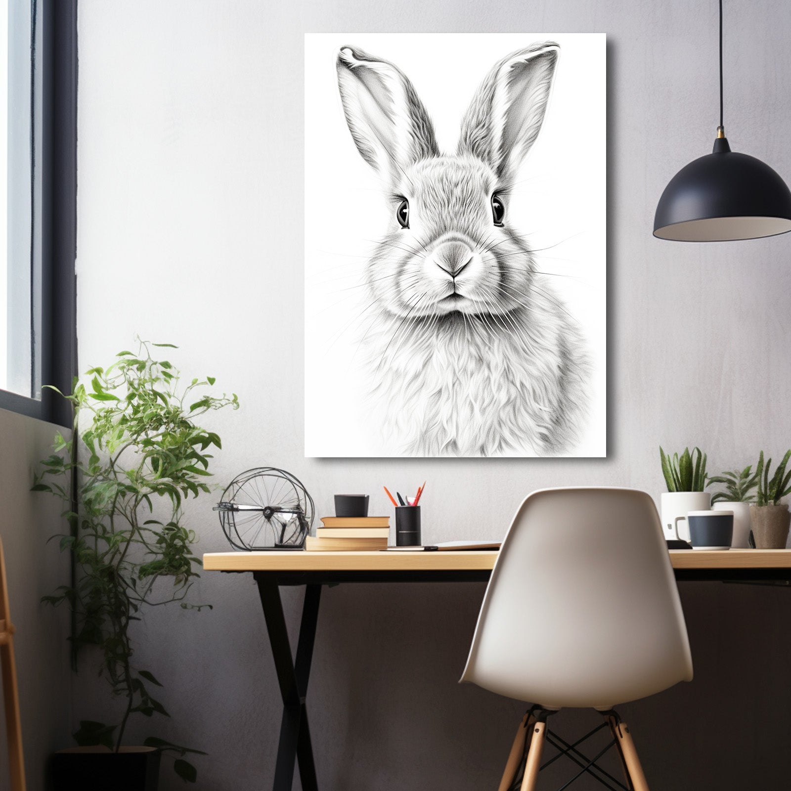 Timeless Bunny Canvas – angled canvas view on white background