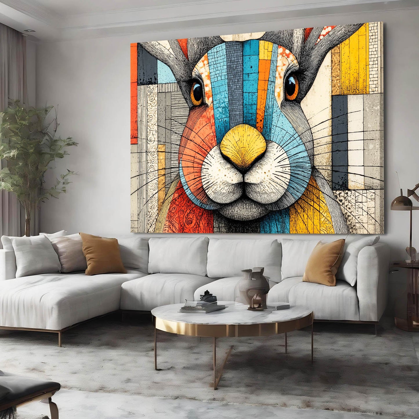 Timeless Bunny Prints – angled canvas view on white background