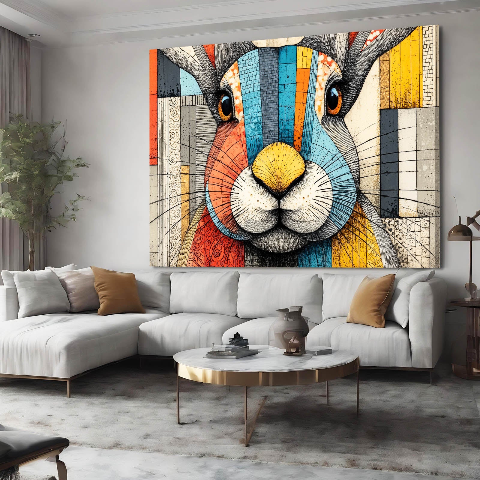 Timeless Bunny Prints – angled canvas view on white background