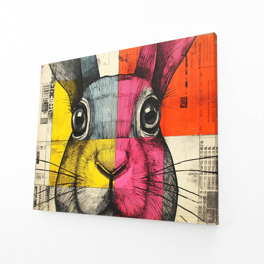 Timeless Bunny Wall Art – angled canvas view on white background