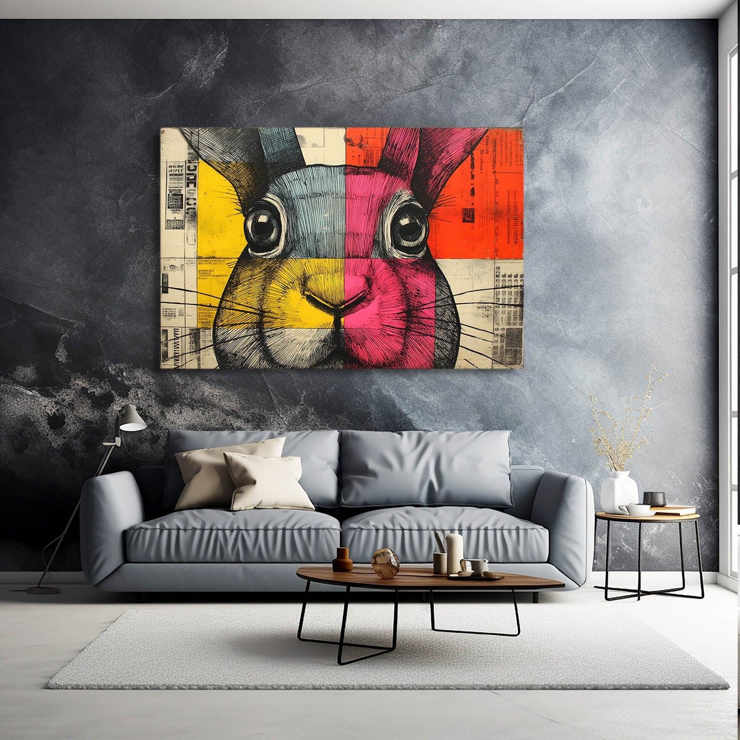 Timeless Bunny Wall Art – angled canvas view on white background