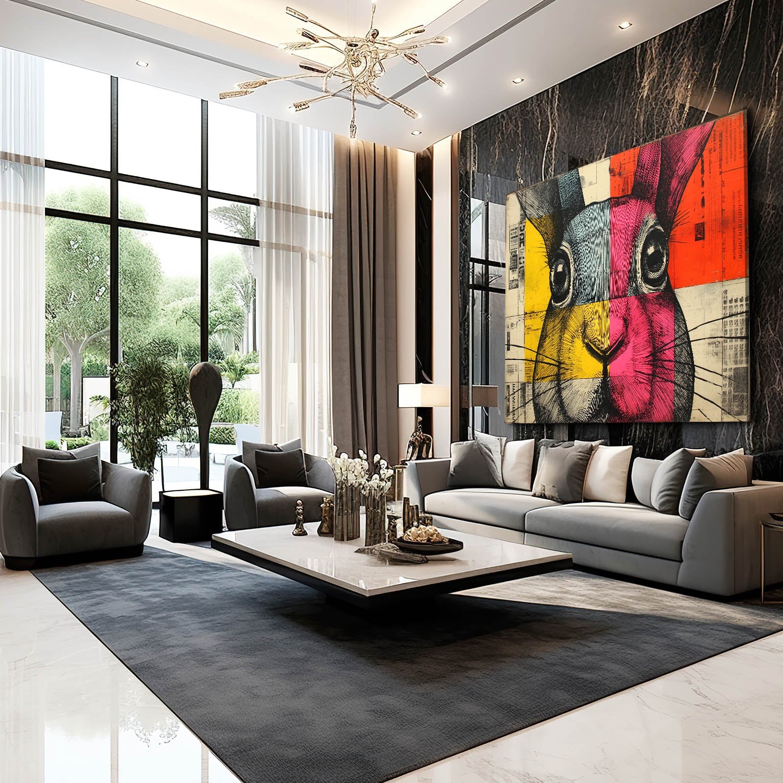 Timeless Bunny Wall Art – angled canvas view on white background