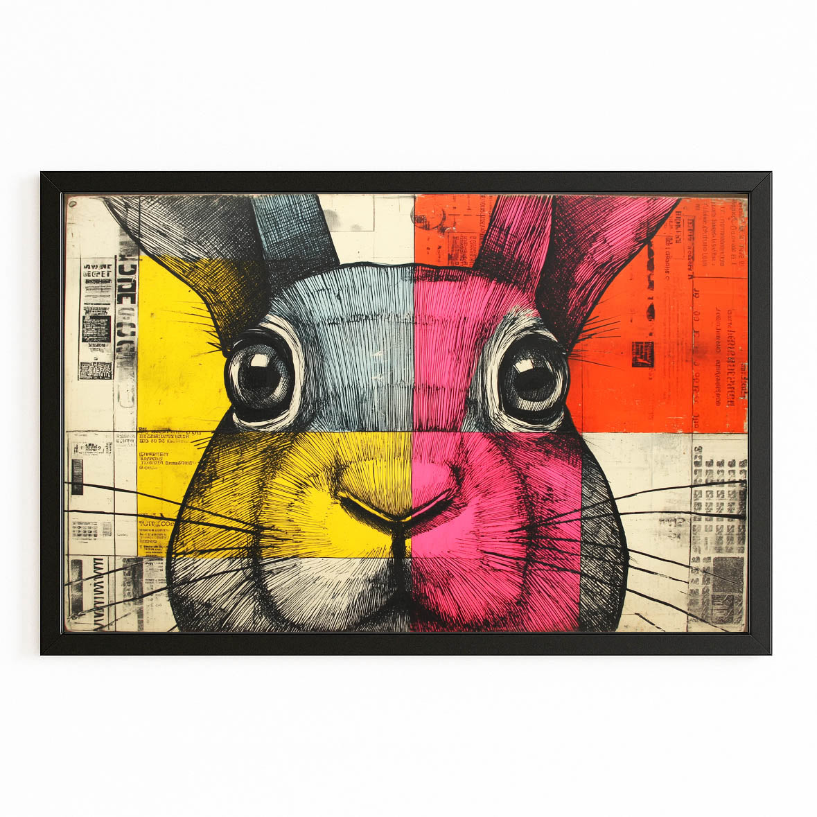 Timeless Bunny Wall Art – with Premium Black frame on white background