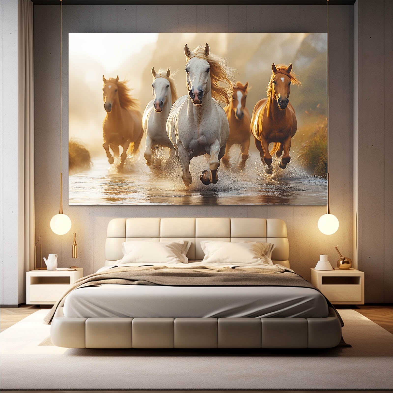 Timeless Horse Art – angled canvas view on white background