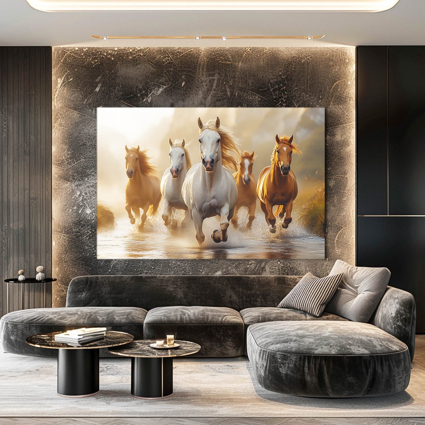 Timeless Horse Art – angled canvas view on white background