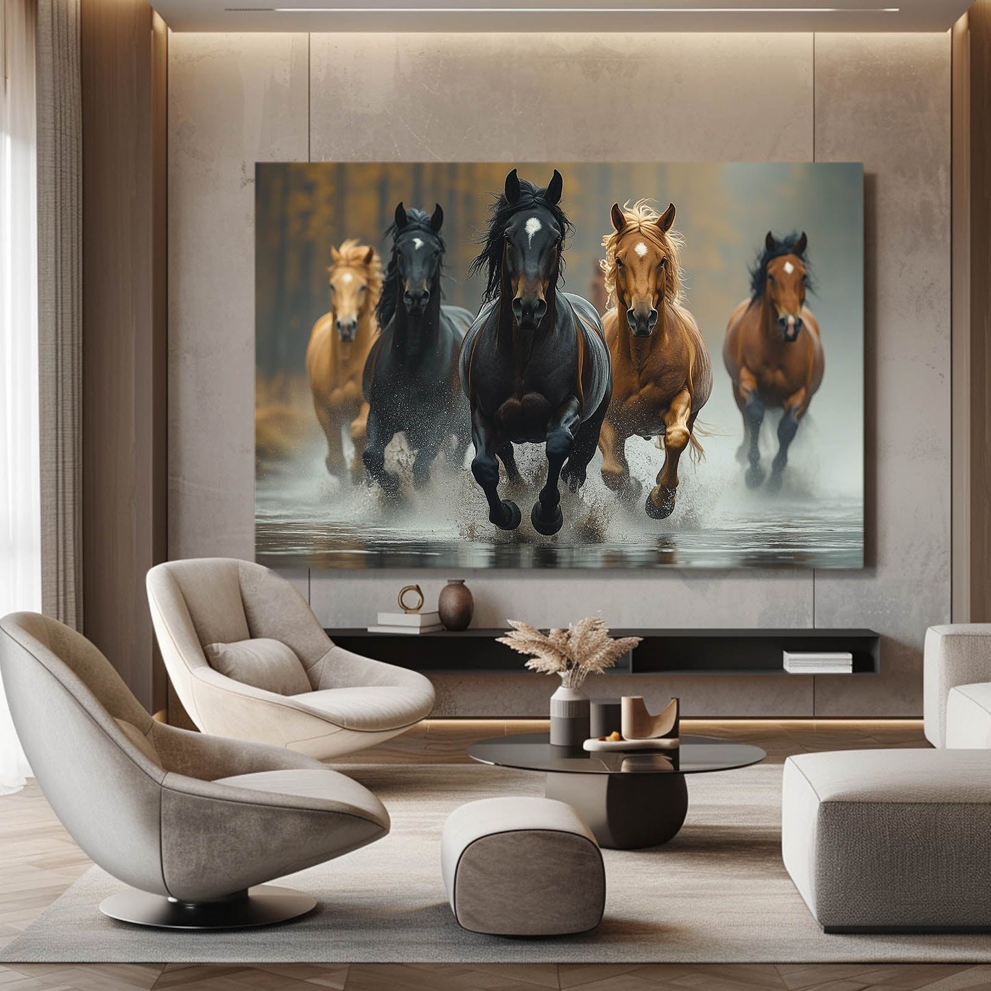 Timeless Horse Wall Art – angled canvas view on white background