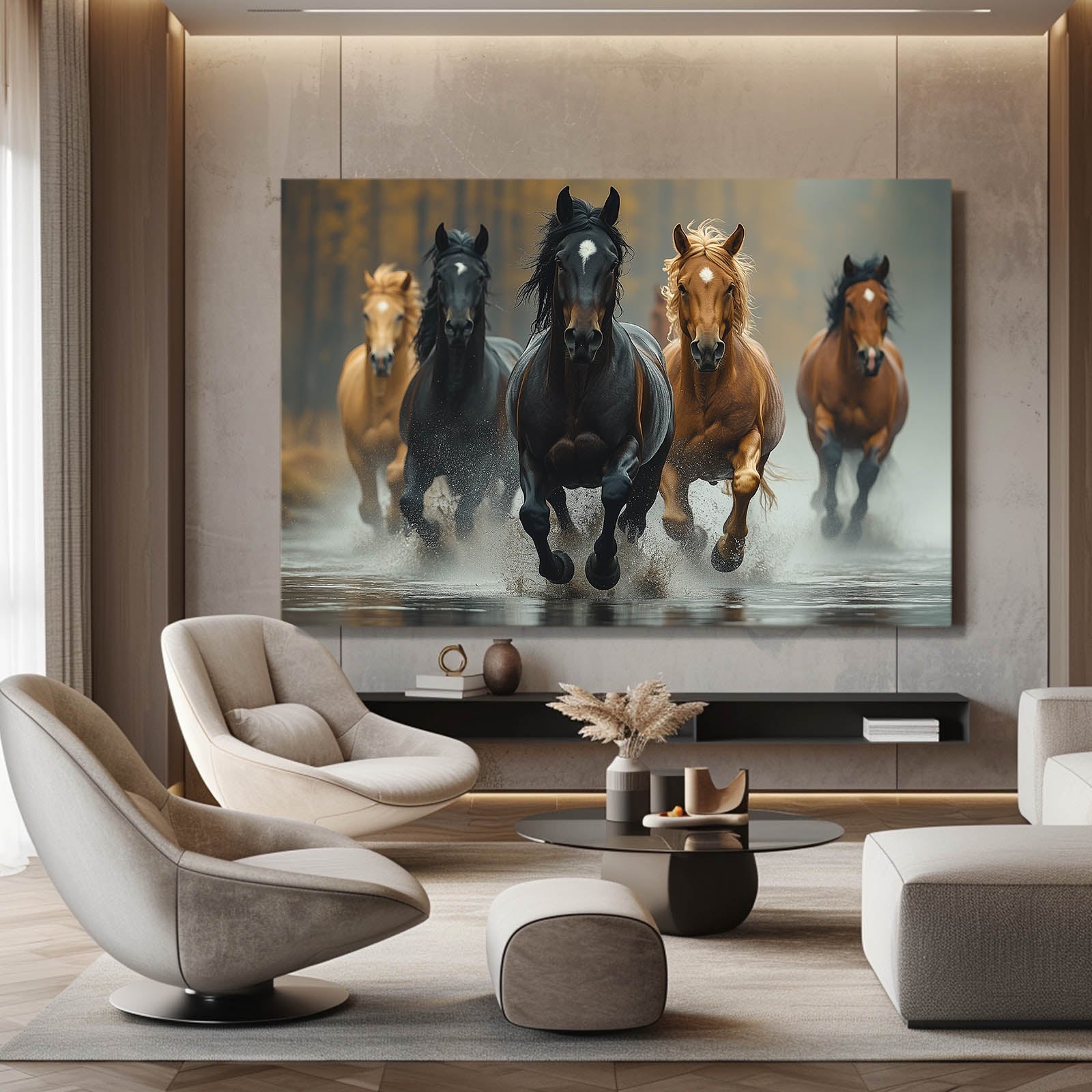Timeless Horse Wall Art – angled canvas view on white background