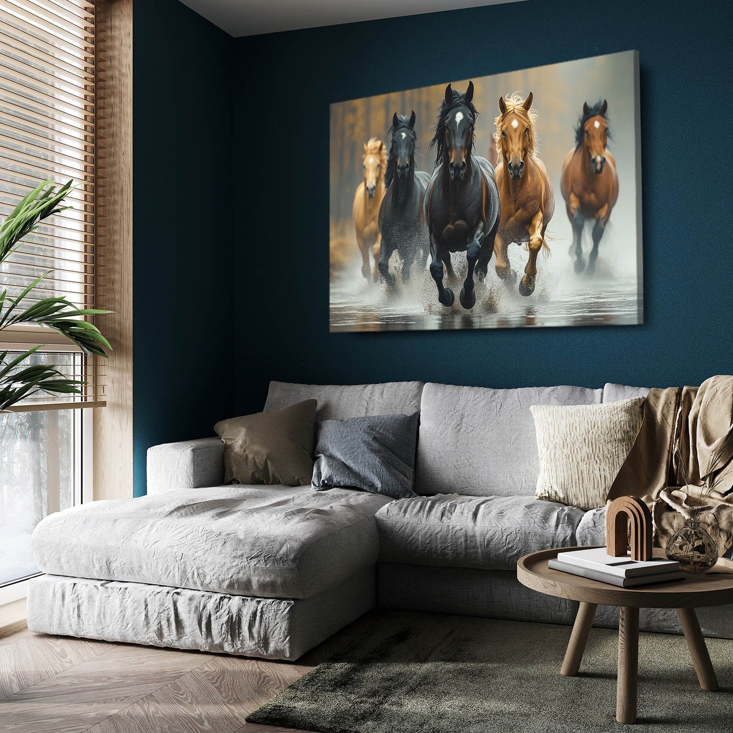 Timeless Horse Wall Art – angled canvas view on white background