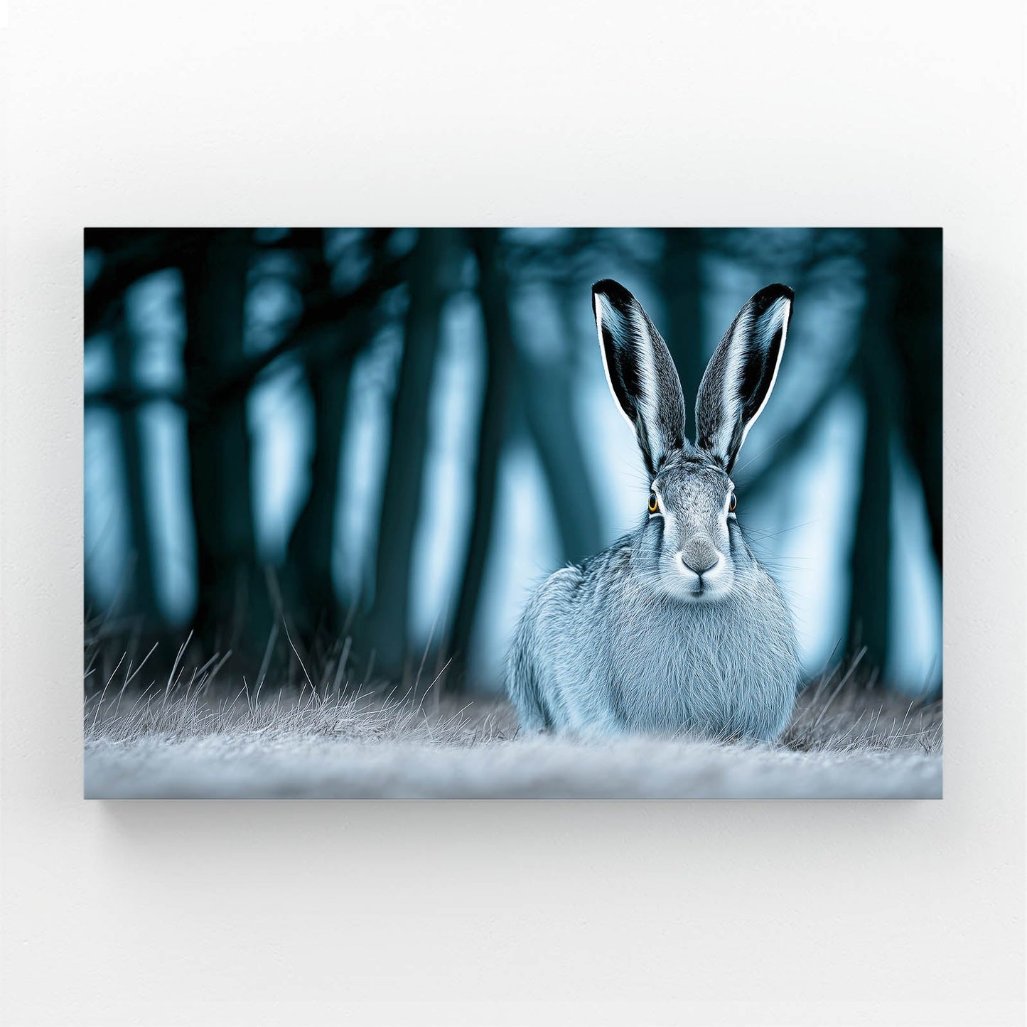 Timeless Rabbit Art – angled canvas view on white background