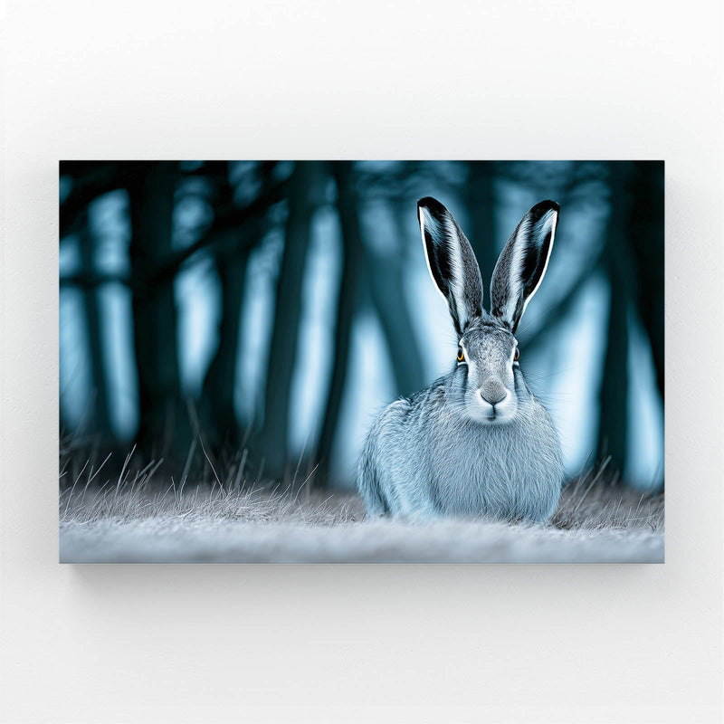 Timeless Rabbit Art – angled canvas view on white background