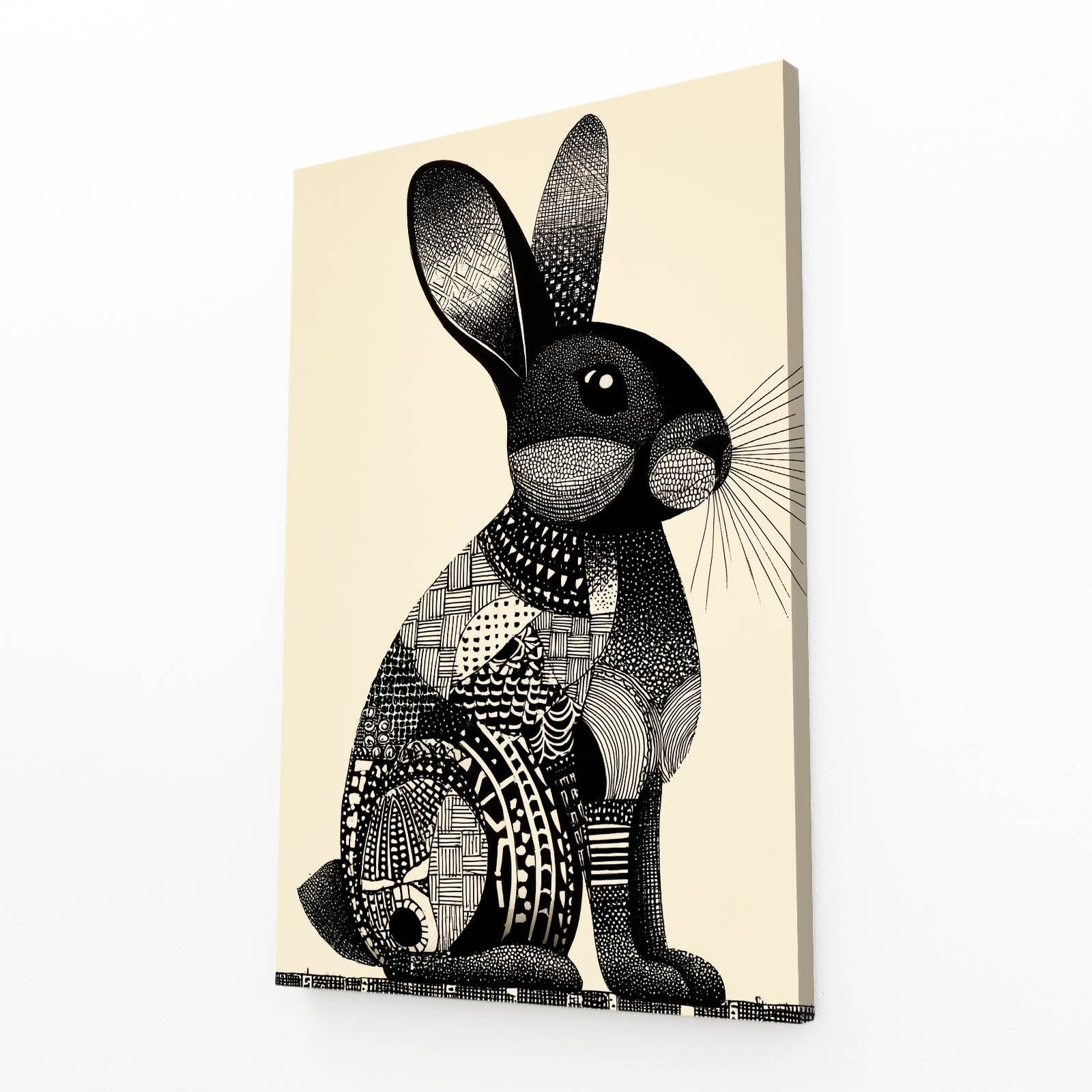Timeless Rabbit Canvas Art – angled canvas view on white background