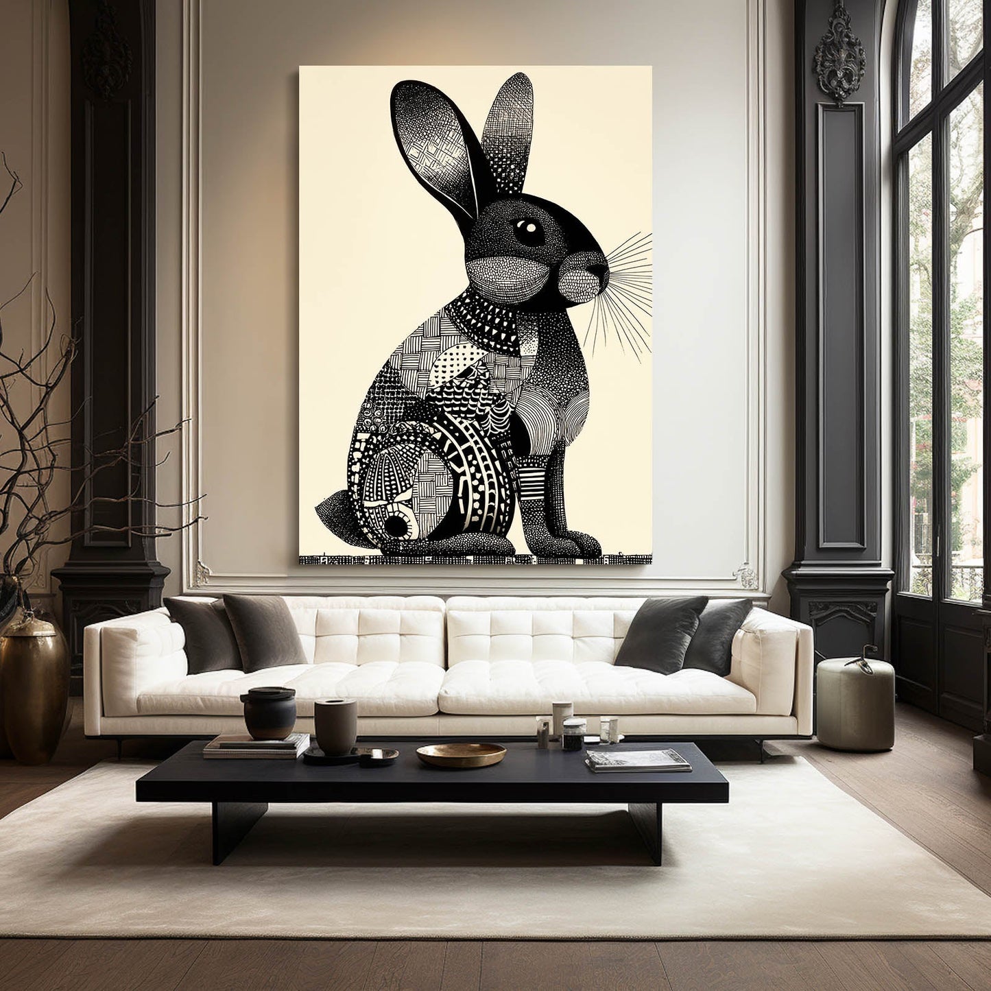 Timeless Rabbit Canvas Art – angled canvas view on white background