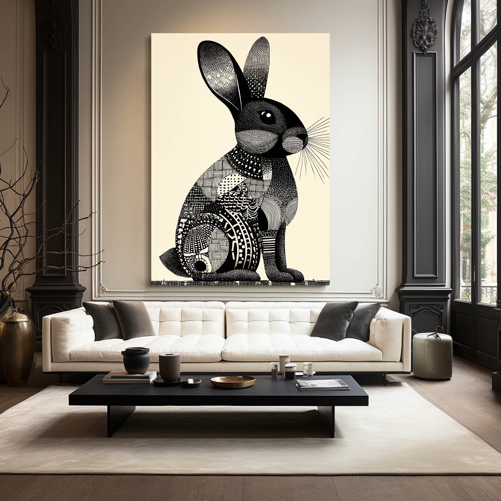 Timeless Rabbit Canvas Art – angled canvas view on white background