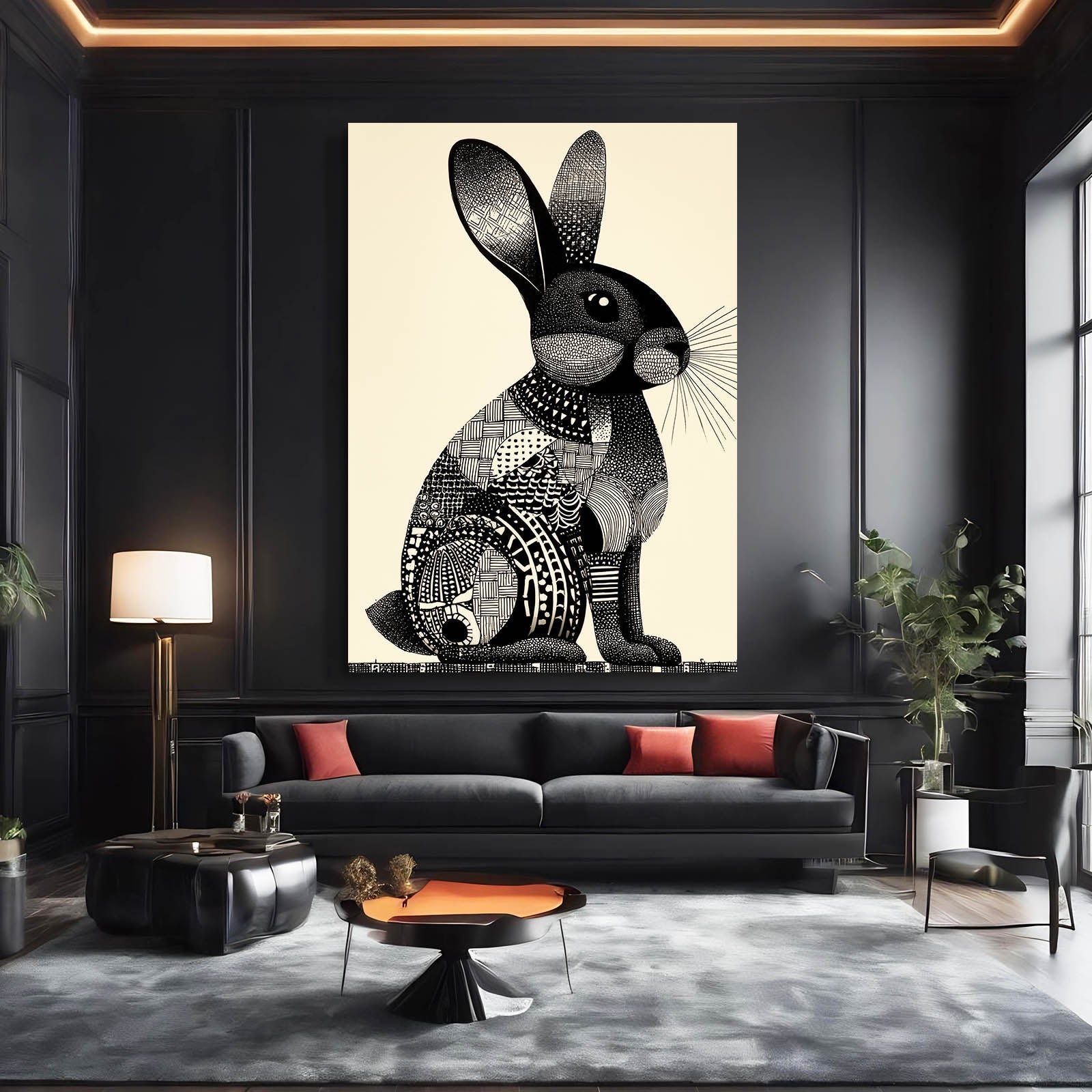 Timeless Rabbit Canvas Art – angled canvas view on white background