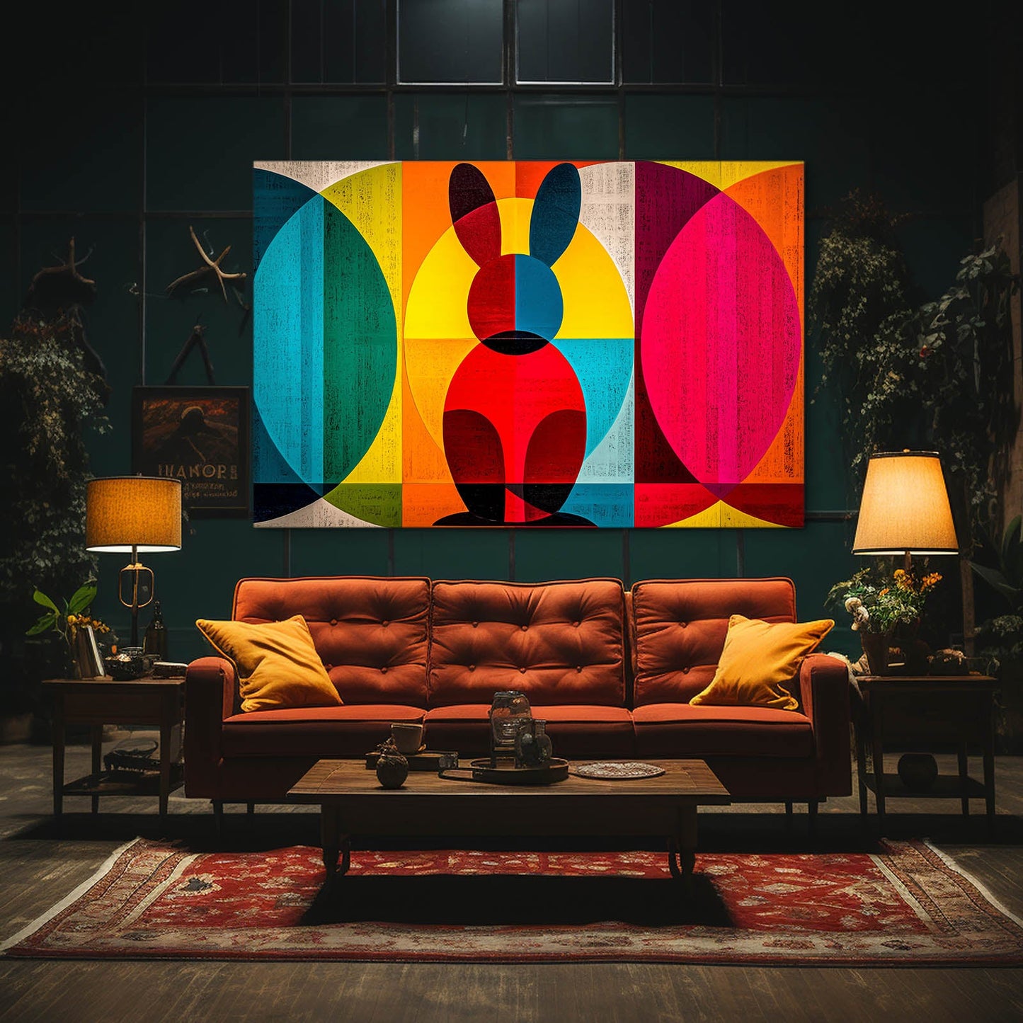 Timeless Rabbit Wall Art – angled canvas view on white background