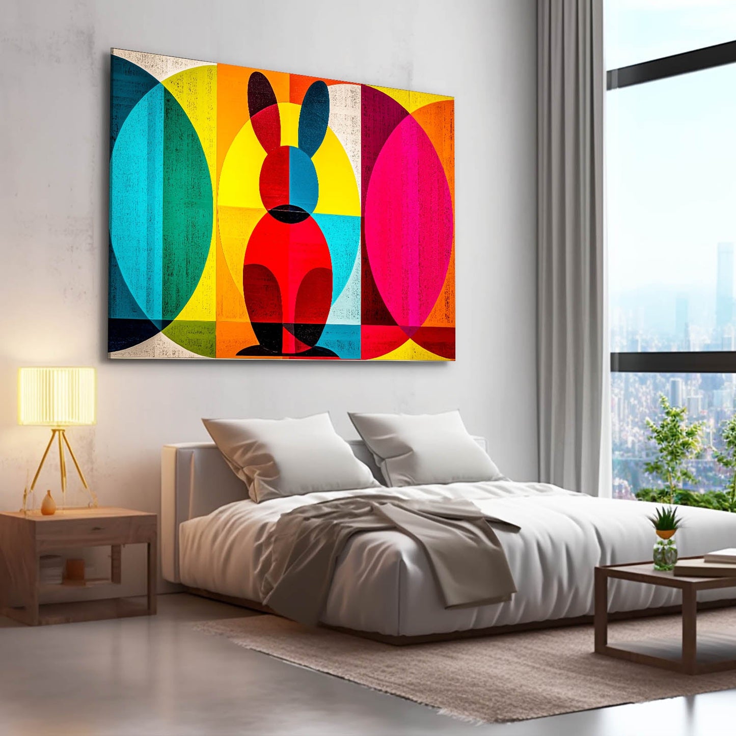 Timeless Rabbit Wall Art – angled canvas view on white background