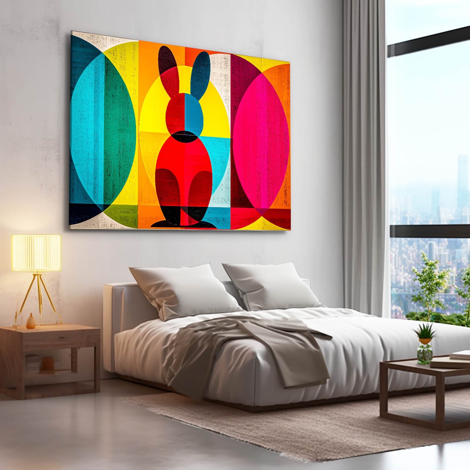 Timeless Rabbit Wall Art – angled canvas view on white background