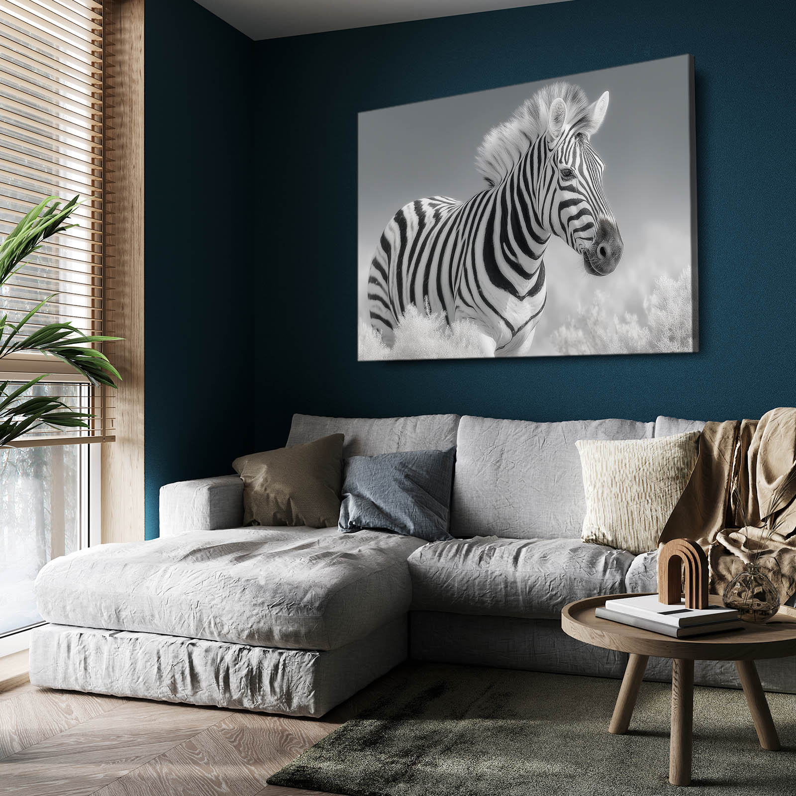 Timeless Zebra Art – styled in a furnished interior