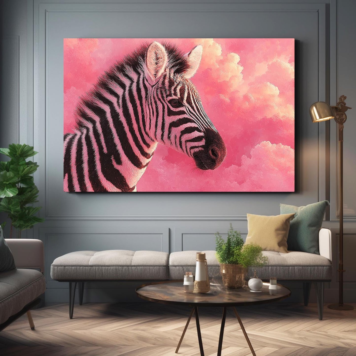 Timeless Zebra Artwork – styled in a furnished interior