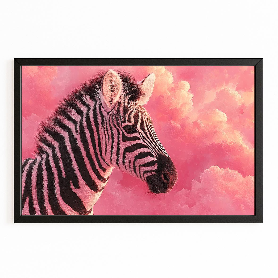 Timeless Zebra Artwork – with Premium Black frame on white background
