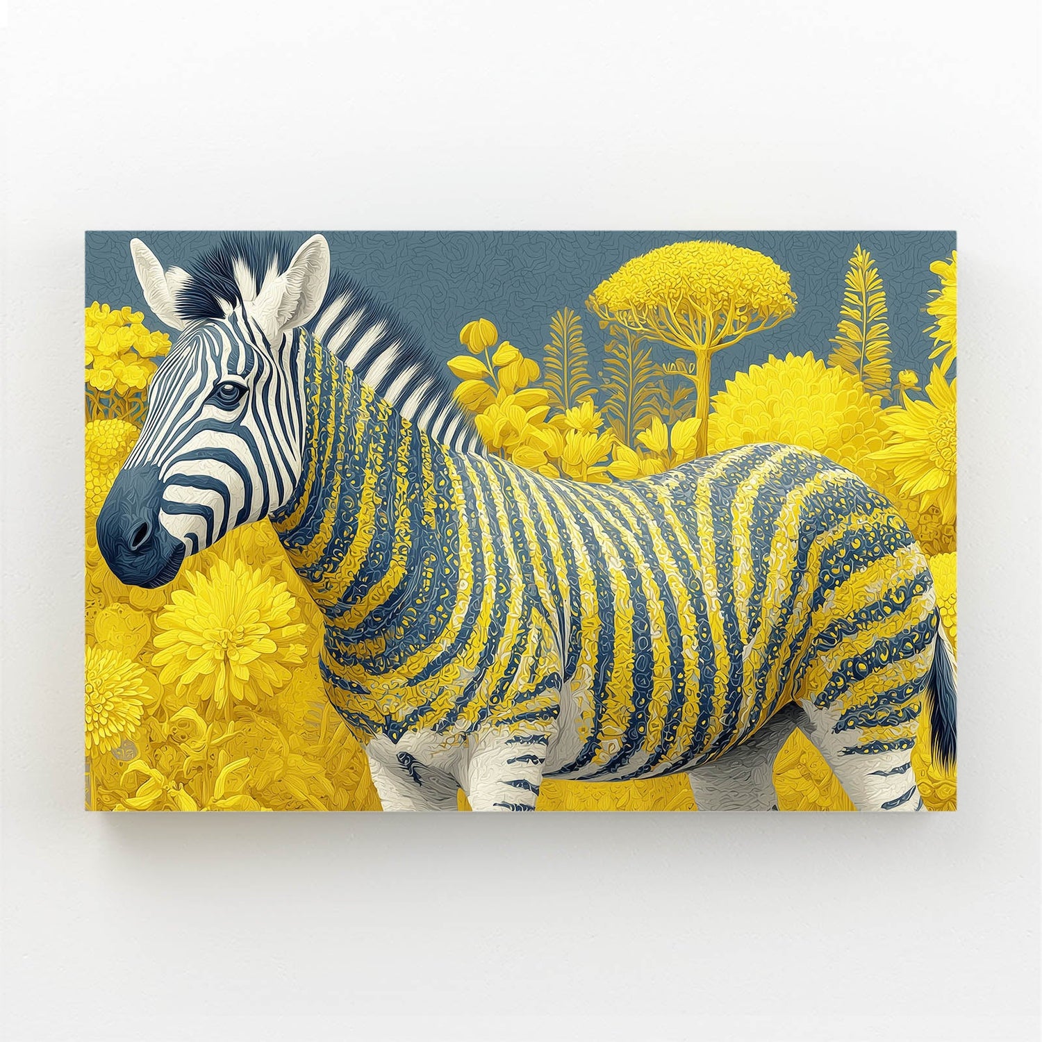 Timeless Zebra Canvas Art — contemporary canvas print, angled canvas view on white background