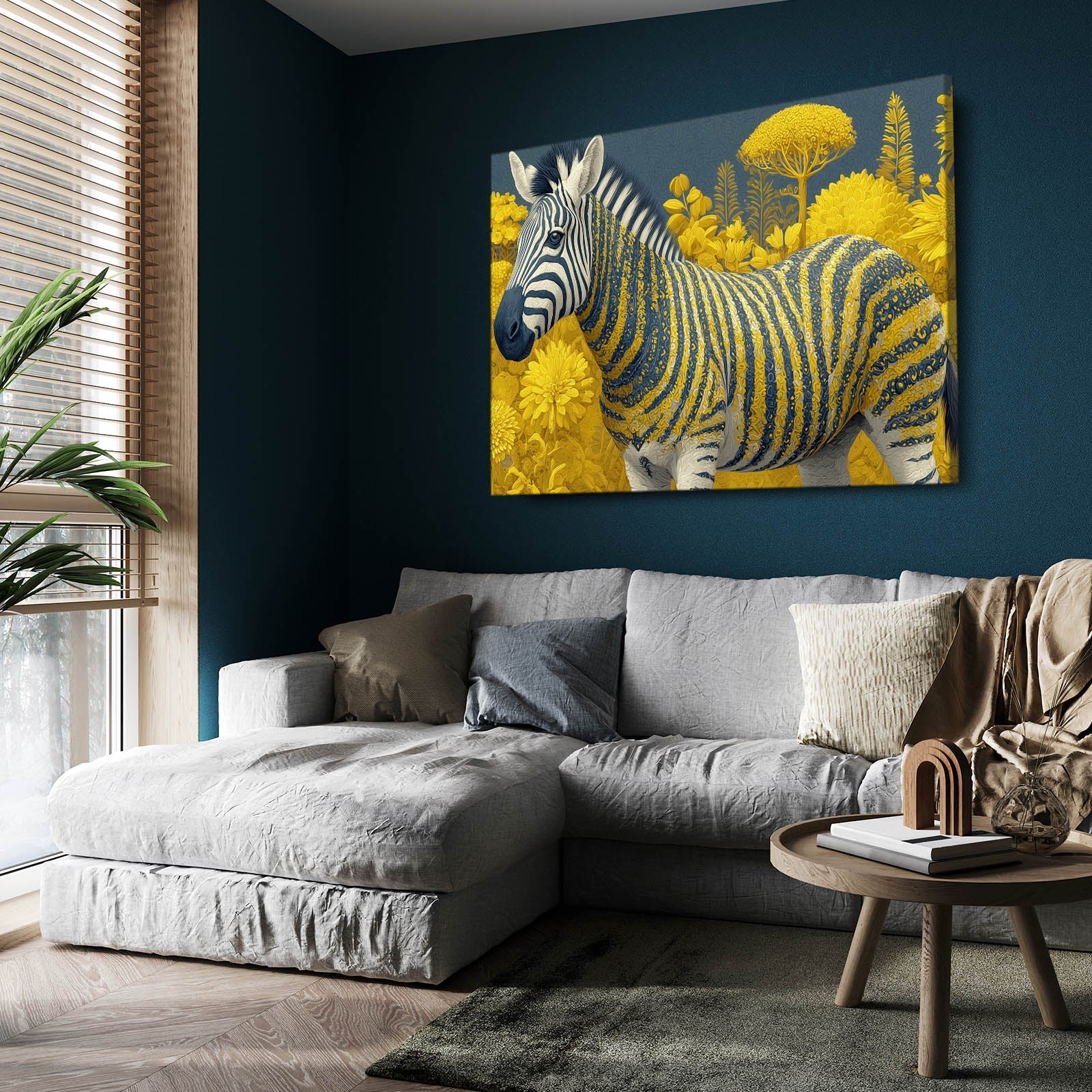 Timeless Zebra Canvas Art – styled in a furnished interior