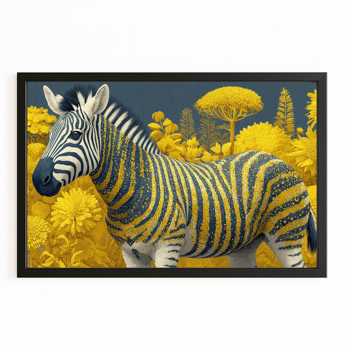 Timeless Zebra Canvas Art – with Premium Black frame on white background