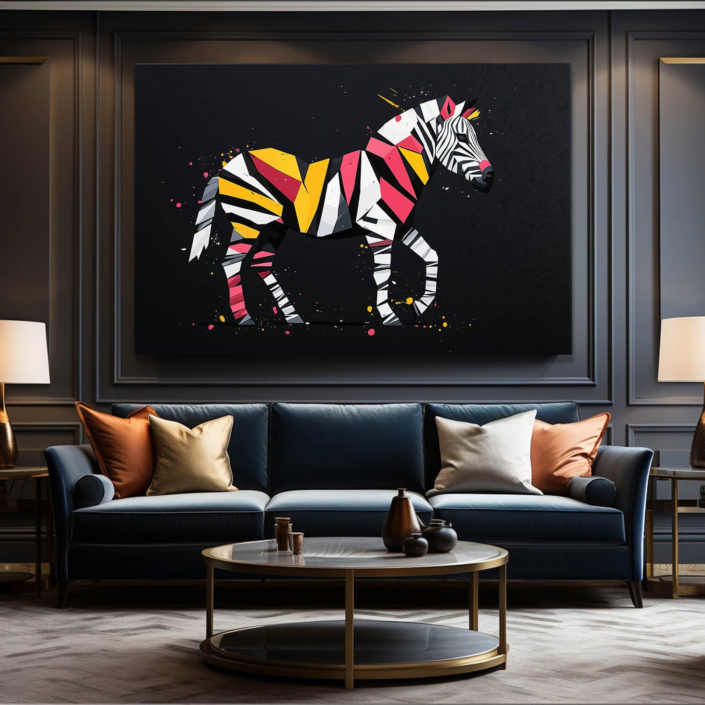 Timeless Zebra Canvas – styled in a furnished interior
