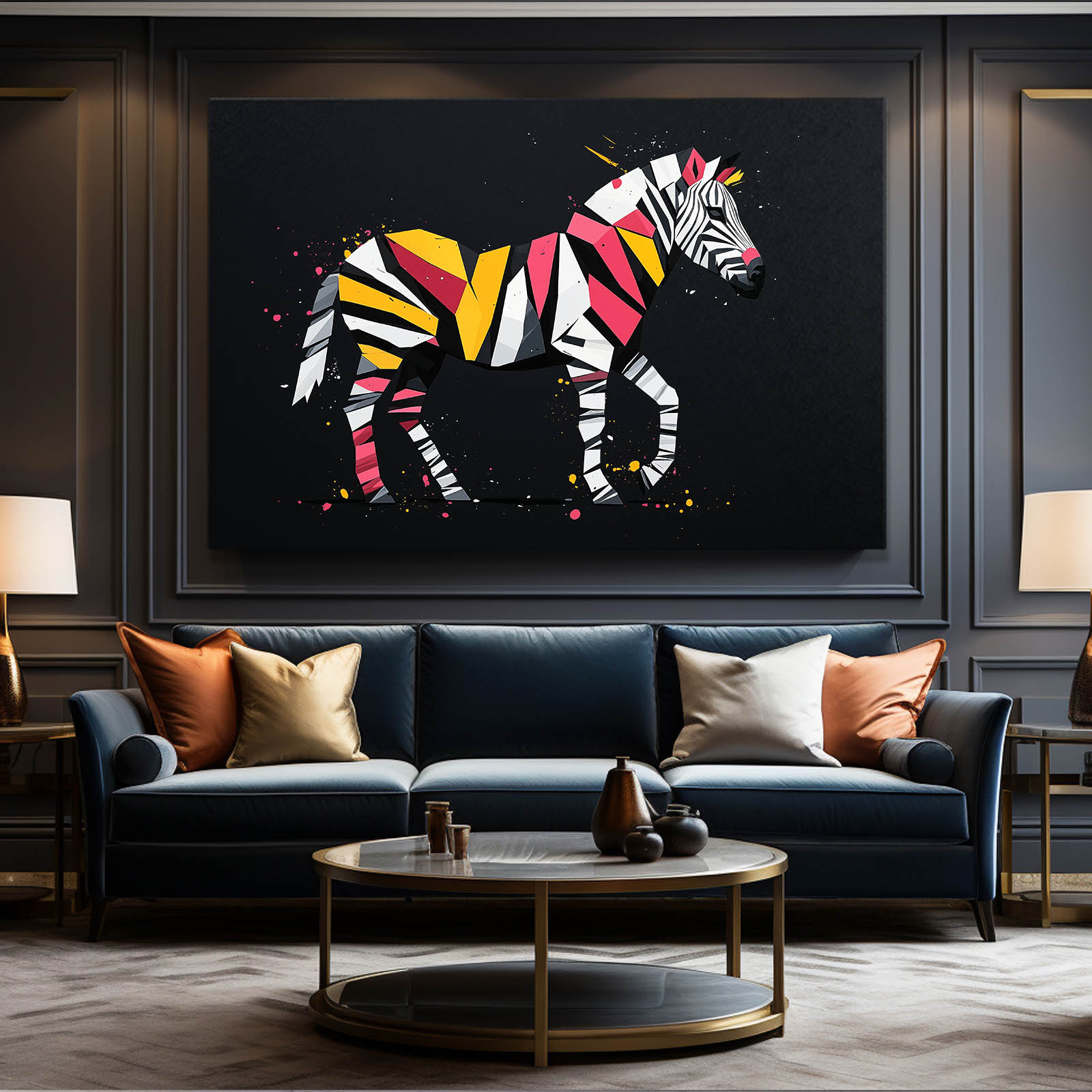 Timeless Zebra Canvas – styled in a furnished interior