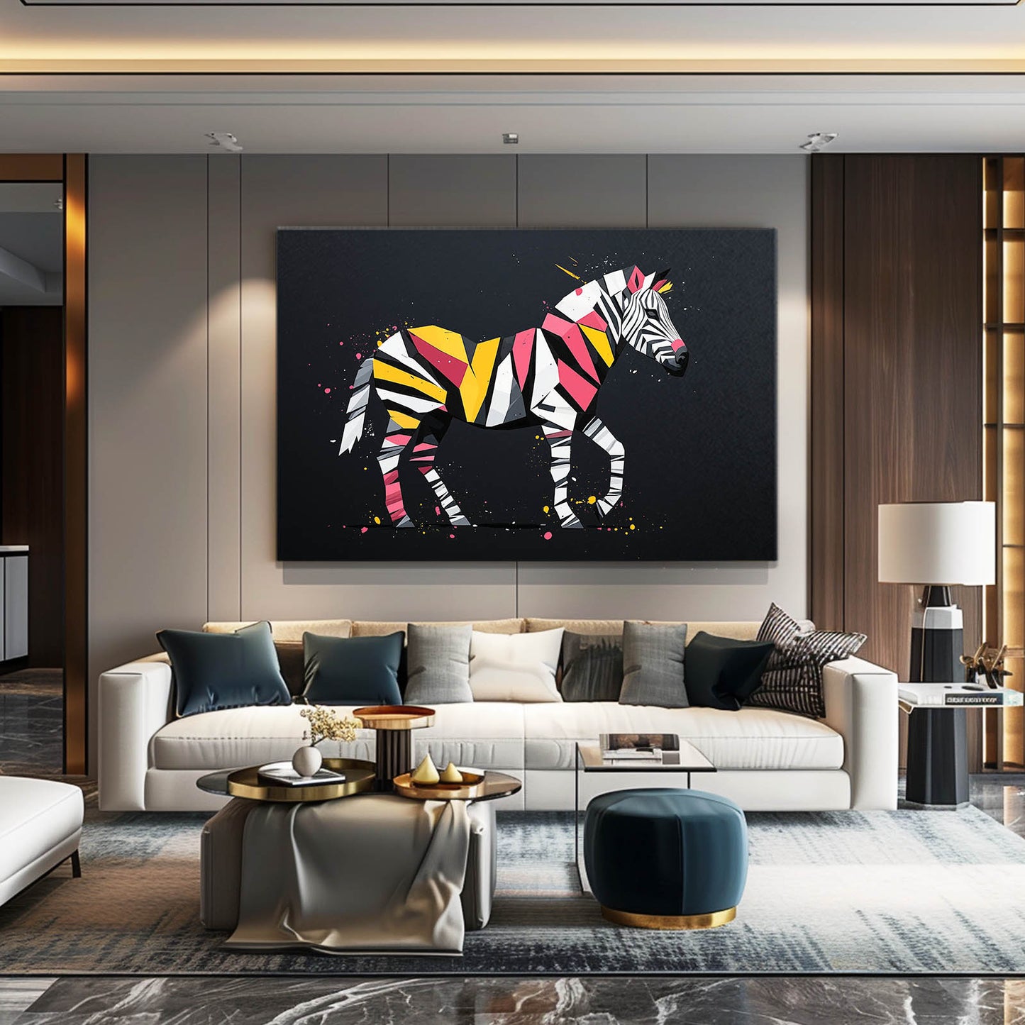 Timeless Zebra Canvas – styled in a furnished interior