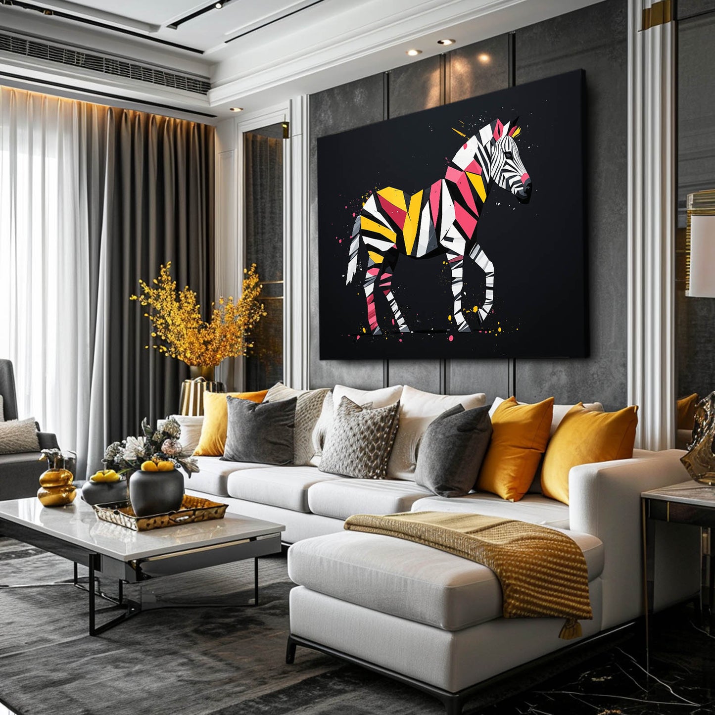 Timeless Zebra Canvas – styled in a furnished interior