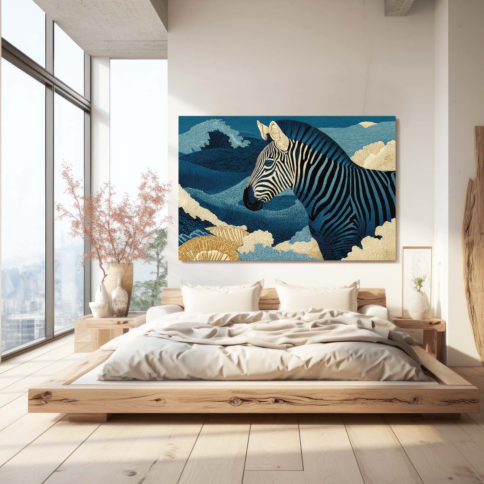 Timeless Zebra Wall Art – styled in a furnished interior