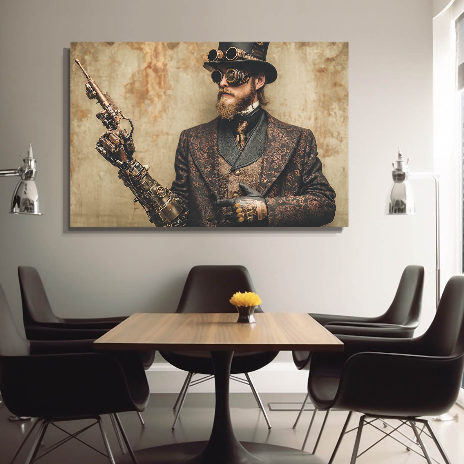 Top Hat Ranger Steampunk Prints – styled in a furnished interior