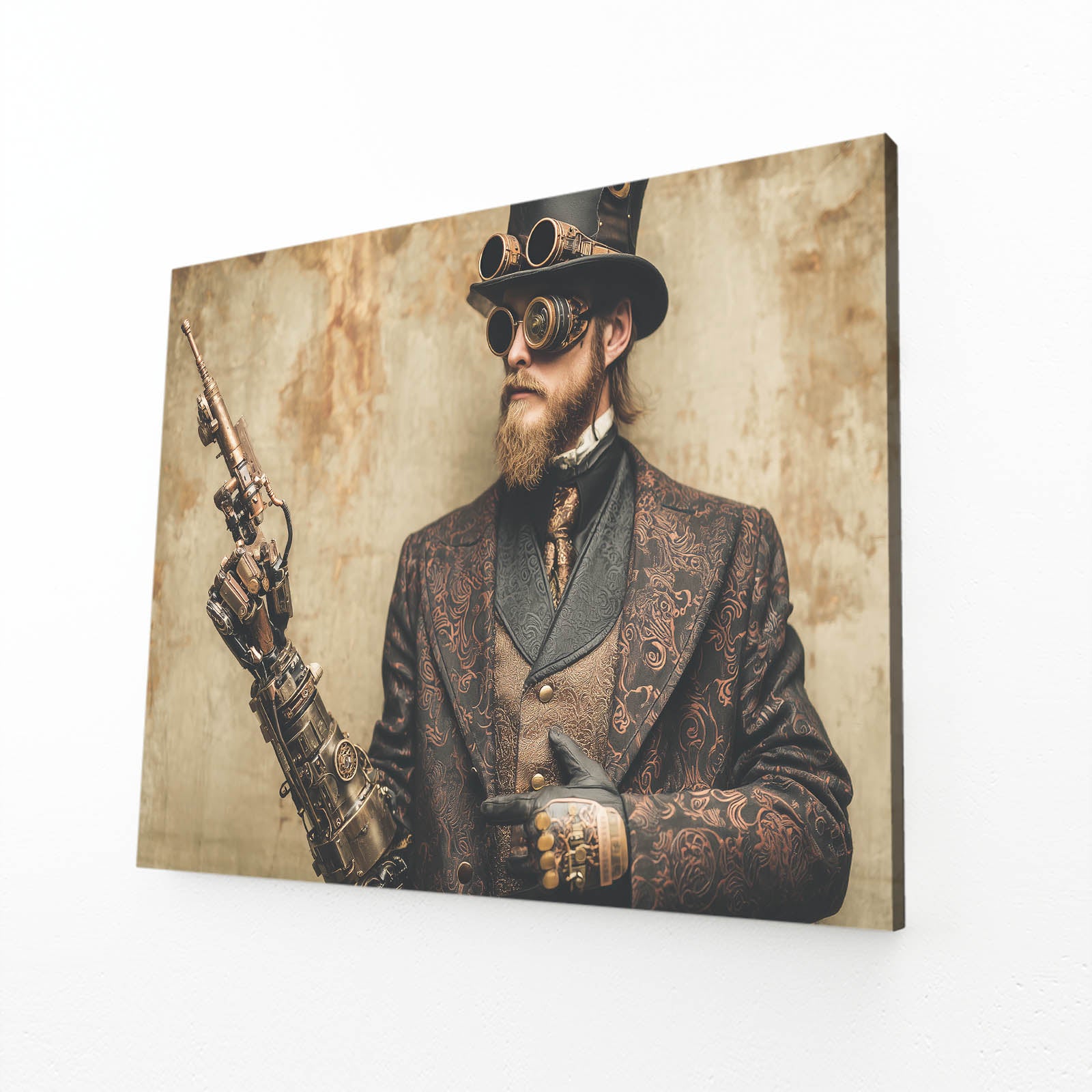 Top Hat Ranger Steampunk Prints – angled canvas view on white background