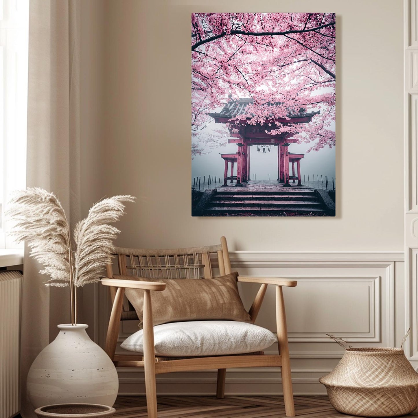 Torii Steps Canopy Cherry Blossom Canvas – styled in a furnished interior