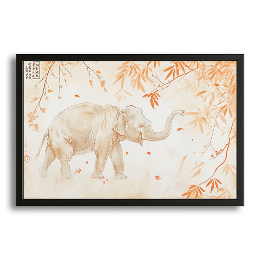 Traditional Asian Elephant Art – canvas print on white background