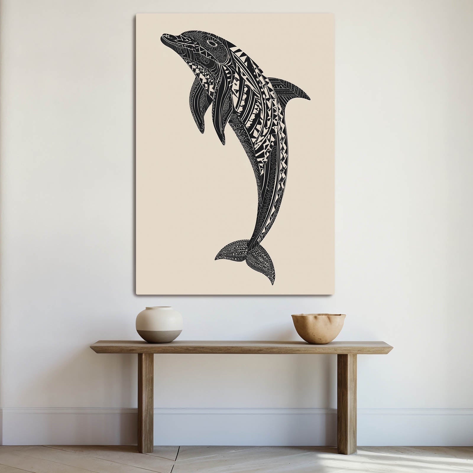 Tribal Pattern Dolphin Print – styled in a furnished interior