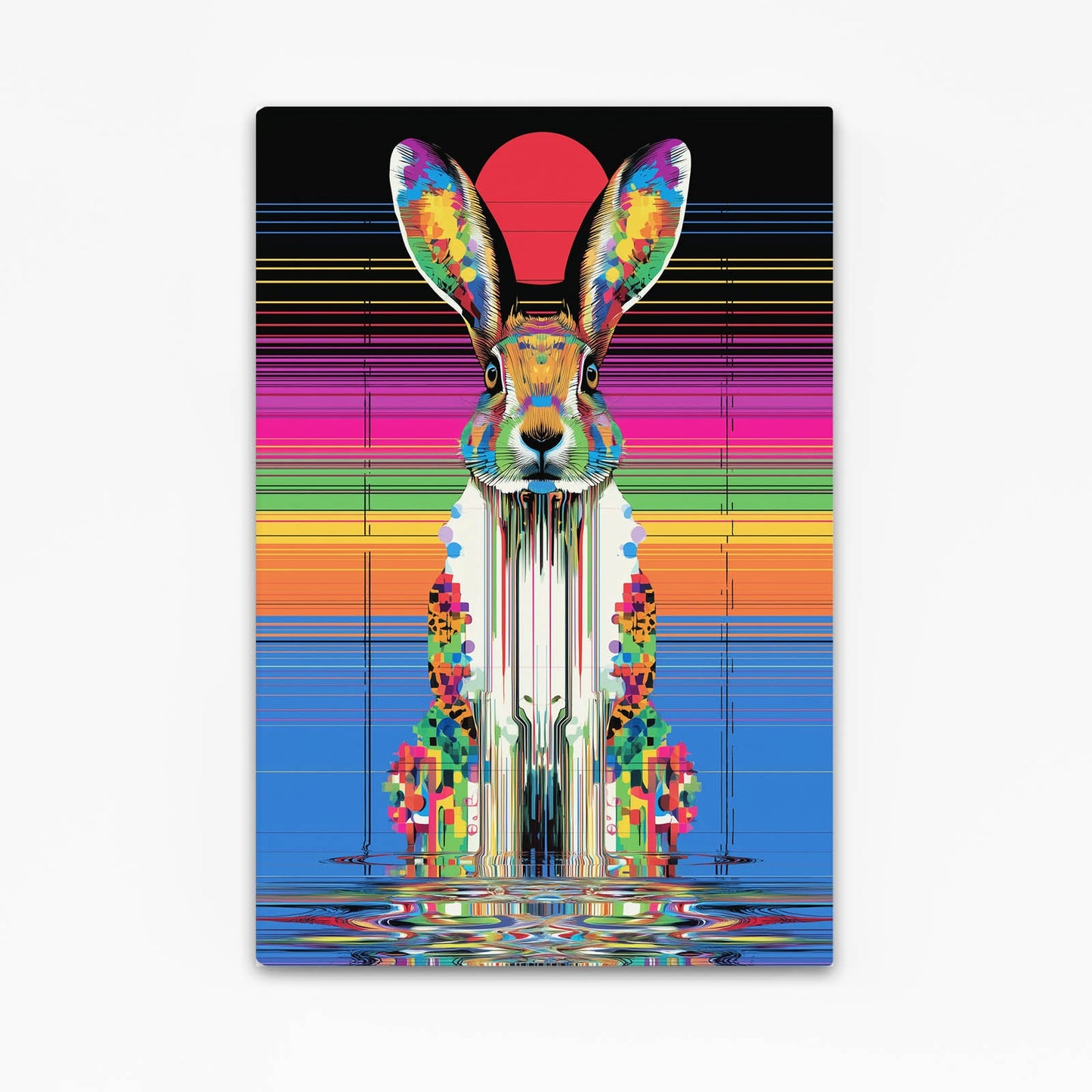 Trippy Bunny Canvas – angled canvas view on white background